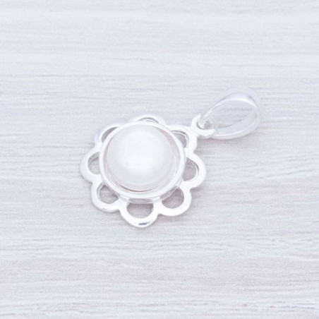 Colgante flor con perla Plata de Ley