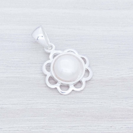 Colgante flor con perla Plata de Ley