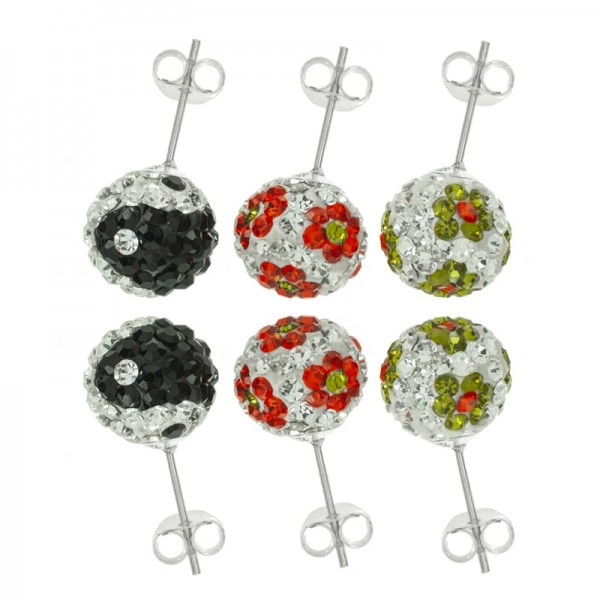 Lote 3 par pendientes brillo Plata de Ley | Outlet joyas