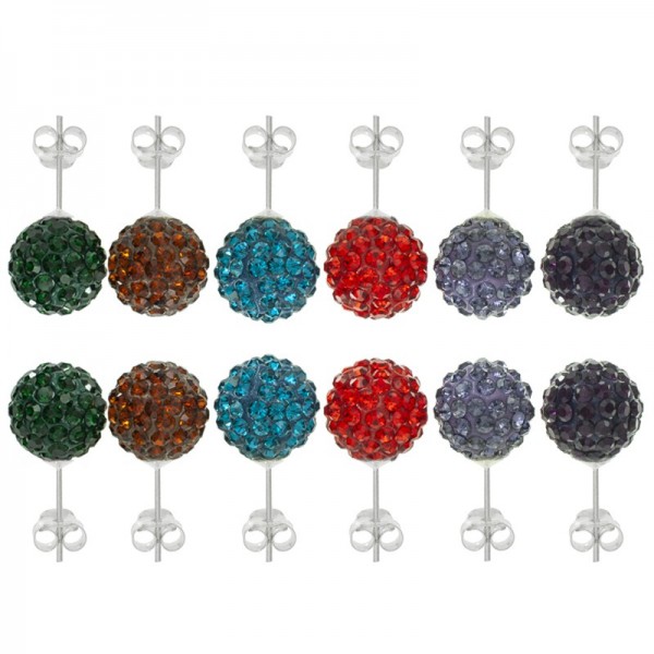 Lote 6 pares pendientes brillo color liso Plata de Ley | Outlet joyas