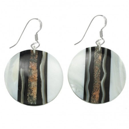 Pendientes redondos nácar Plata de Ley | Outlet joyas