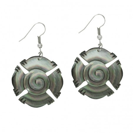 Pendientes espiral nácar abalon Plata de Ley