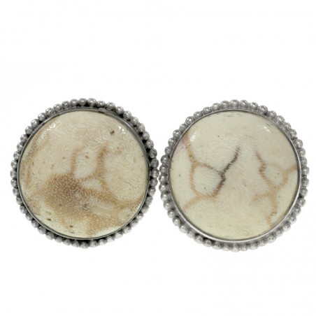 Pendientes botón hueso Plata de Ley