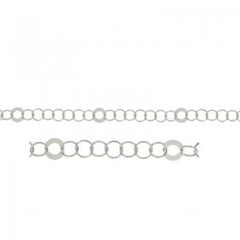 Cadena anillas y aro 7+1 Plata de Ley 925