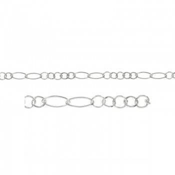 Cadena anillas 5+2 Plata de Ley 925