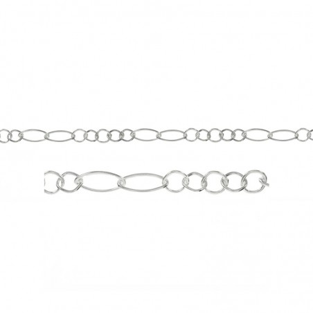 Cadena anillas 5+2 Plata de Ley 925