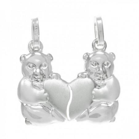 Colgante ositos para dos Plata de Ley