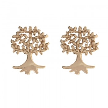 Pendientes árbol chapado en oro Plata de Ley 925