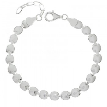 Pulsera eslabón círculo plano Plata de Ley | Karissma