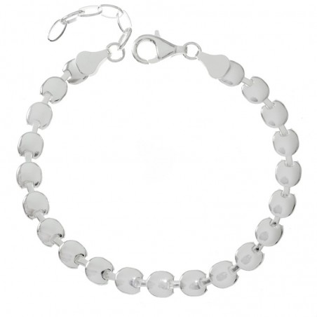 Pulsera eslabón círculo plano Plata de Ley | Karissma