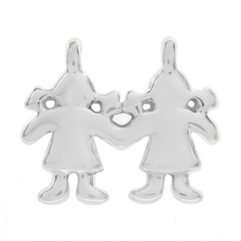 Colgante dos niñas electroforma Plata de Ley 925