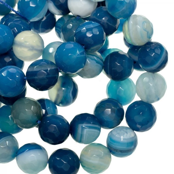 Ágata facetada azul veteada nº 35 tira de 40 cm