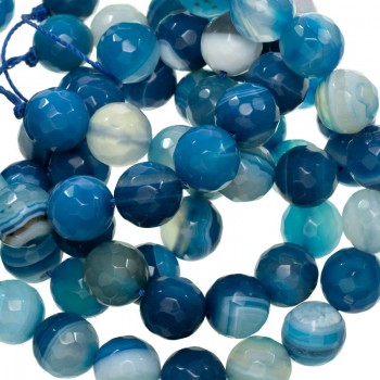 Ágata facetada azul veteada nº 35 tira de 40 cm