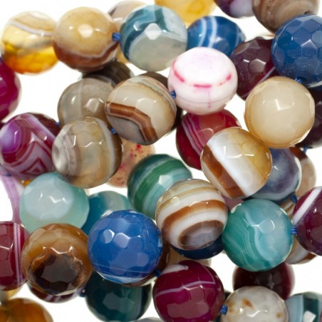Ágata facetada multicolor veteada nº 39 tira de 40 cm
