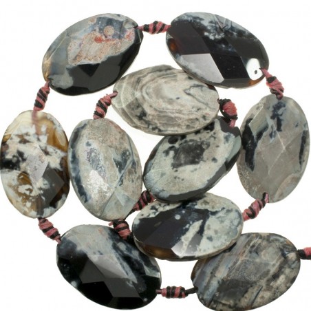 Jade Imperial oval facetado hilo rosa