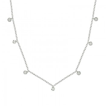 Collar cristales facetados blancos Plata de Ley - Karissma