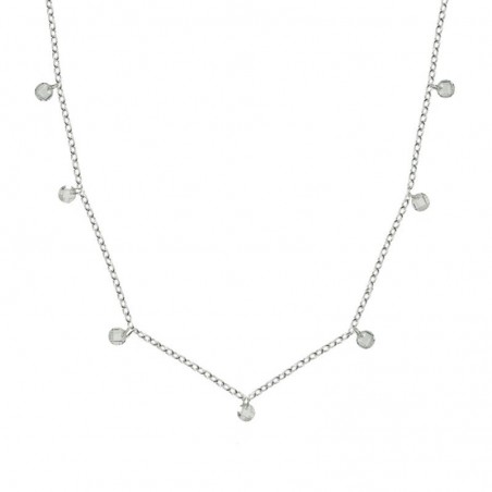 Collar cristales facetados blancos Plata de Ley - Karissma