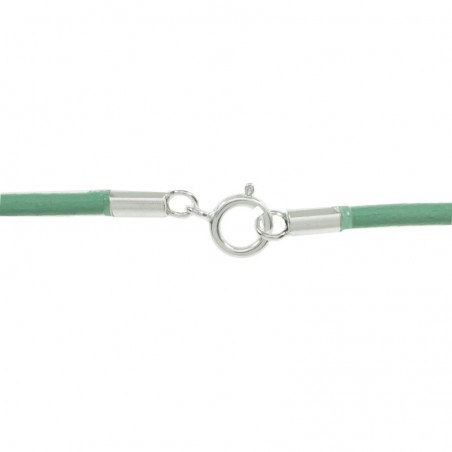 Pack 6 cordón cuero turquesa con cierre Plata de Ley - Karissma