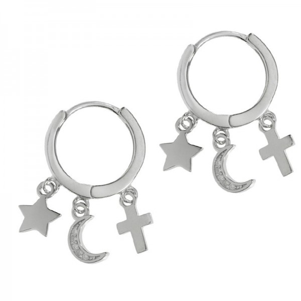 Pendientes aro con colgantes Plata de Ley - Karissma