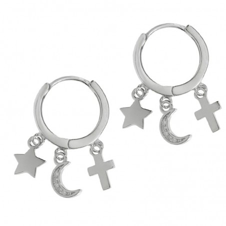 Pendientes aro con colgantes Plata de Ley - Karissma