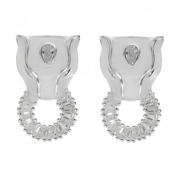 Pendientes pantera esmalte blanco Plata de Ley - Karissma
