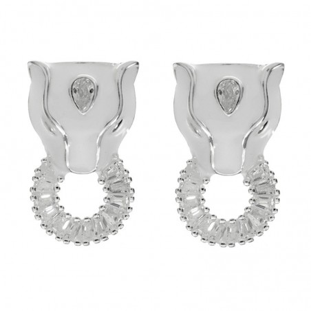 Pendientes pantera esmalte blanco Plata de Ley - Karissma
