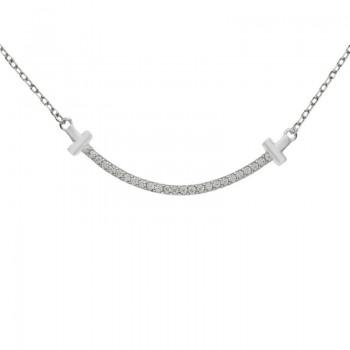 Collar ajustable doble cruz con circonitas Plata de Ley - Karissma