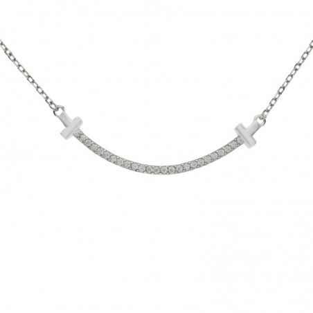 Collar ajustable doble cruz con circonitas Plata de Ley - Karissma