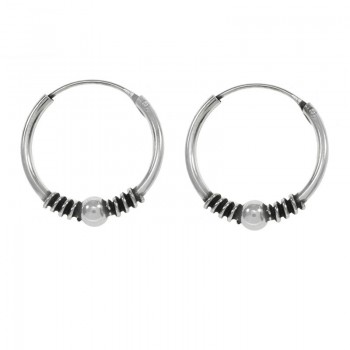 Aros Bali 14 mm bola Plata de Ley - Karissma