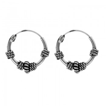 Aros Bali 14 mm cuerda Plata de Ley - Karissma