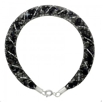 Original pulsera de mostacilla y cierre de Plata de Ley - Karissma