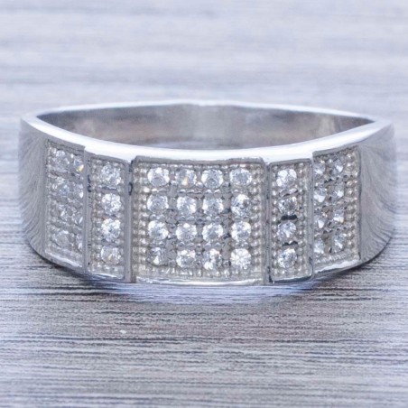 Anillo rectángulos con circonia Plata de Ley 925