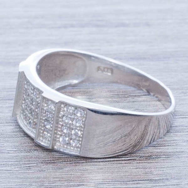 Anillo rectángulos con circonia Plata de Ley 925