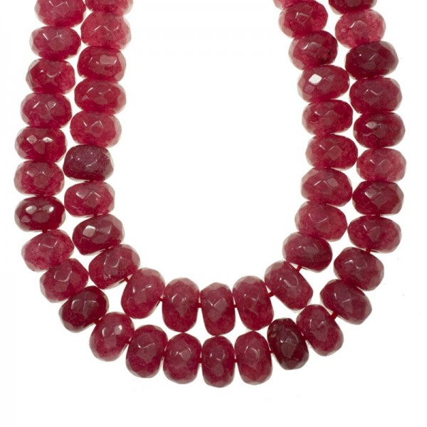 Donut rubí facetado tira de 40 cm