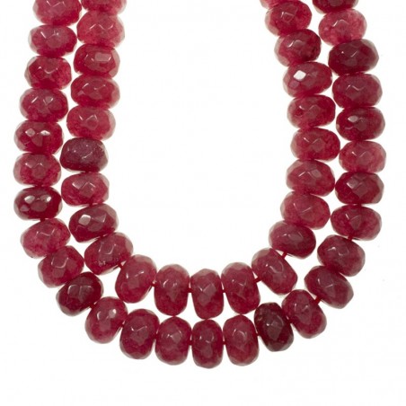 Donut rubí facetado tira de 40 cm