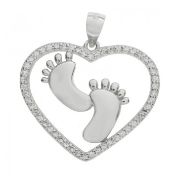 Colgante corazón con pies Plata de Ley - Karissma