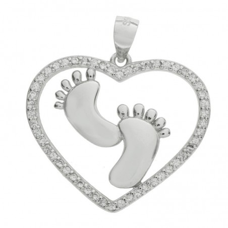 Colgante corazón con pies Plata de Ley - Karissma