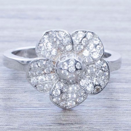 Anillo flor cinco pétalos Plata de Ley 925