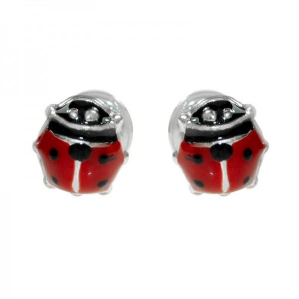 Pendientes mariquita con rosca Plata de Ley - Karissma