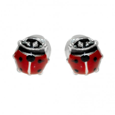 Pendientes mariquita con rosca Plata de Ley - Karissma