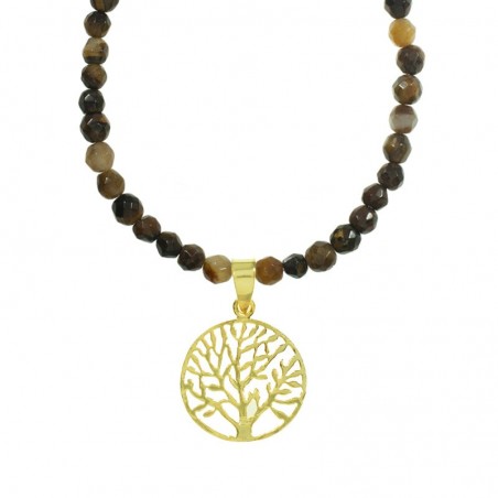 Collar ojo de tigre con árbol de la vida Plata de Ley - Karissma