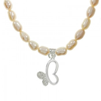 Collar de perlas con mariposa Plata de Ley - Karissma