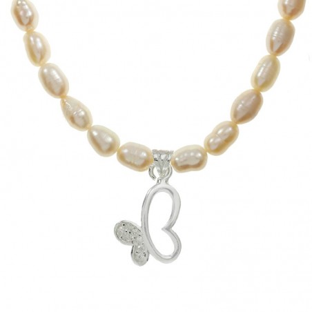 Collar de perlas con mariposa Plata de Ley - Karissma