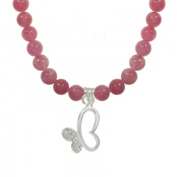 Collar de rodonita con mariposa Plata de Ley - Karissma