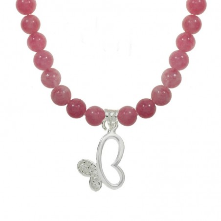Collar de rodonita con mariposa Plata de Ley - Karissma