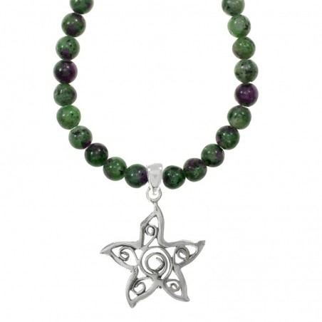 Collar de rubí Zoisita con estrella Plata de Ley - Karissma