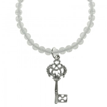 Collar de cristal de roca con llave Plata de Ley - Karissma