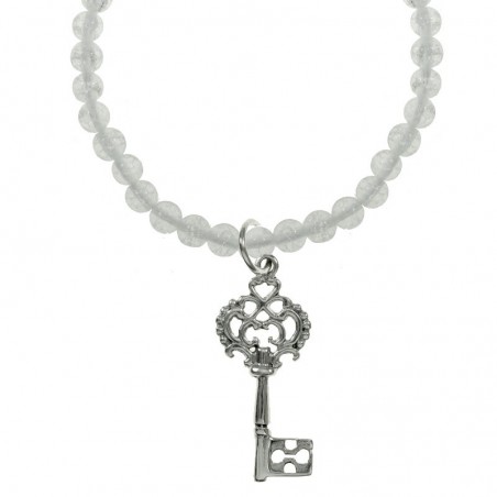 Collar de cristal de roca con llave Plata de Ley - Karissma
