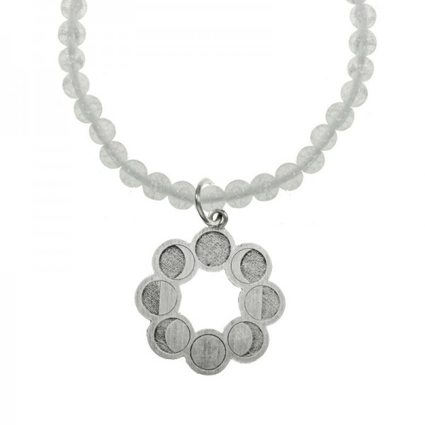 Collar de cristal de roca con fases lunares Plata de Ley - Karissma
