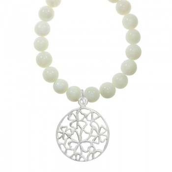 Collar de nácar con colgante flores Plata de Ley - Karissma